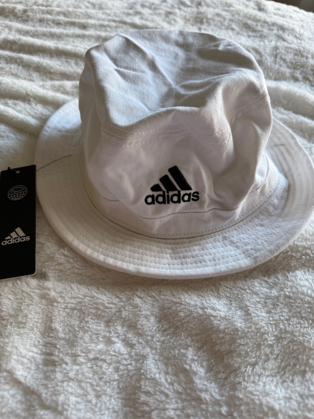 adidas White Bucket Hat with Black Logo OR Black hat with white logo